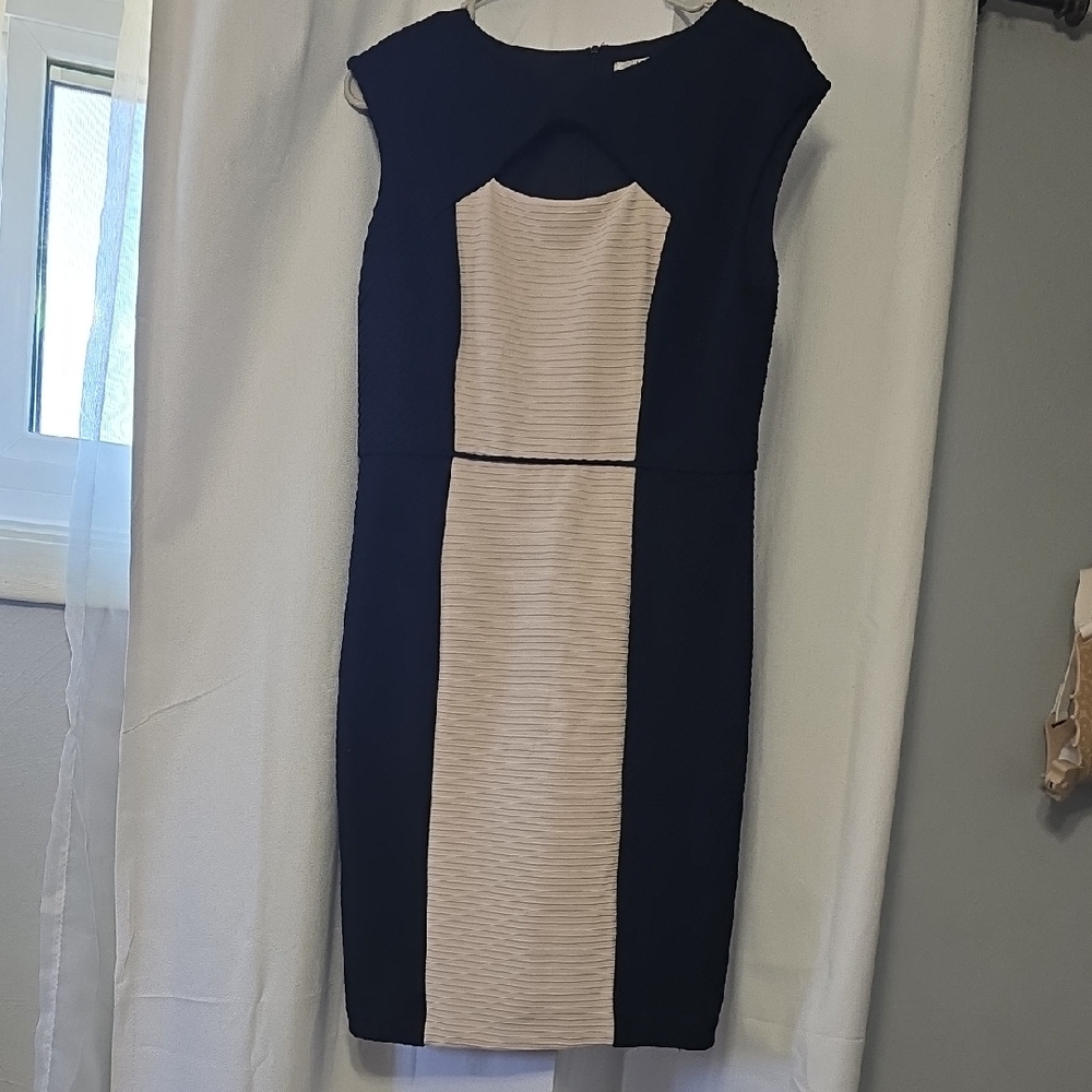 Dressbarn Elegant Black and Cream Midi Dress